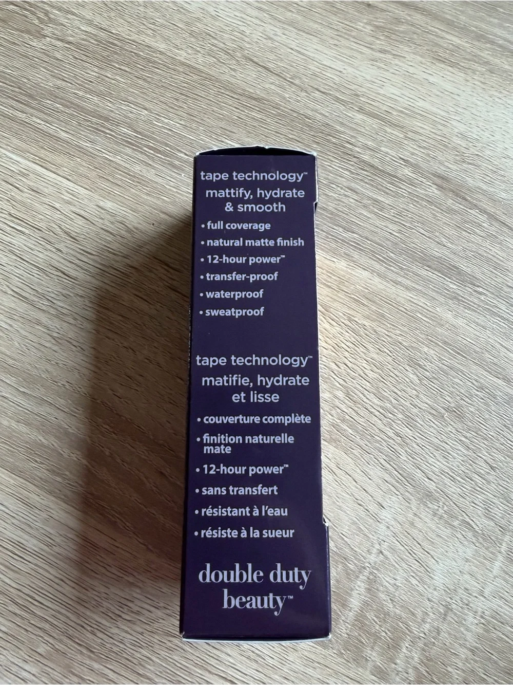 tarte Face Tape Foundation — beige with purple and gold cap accents